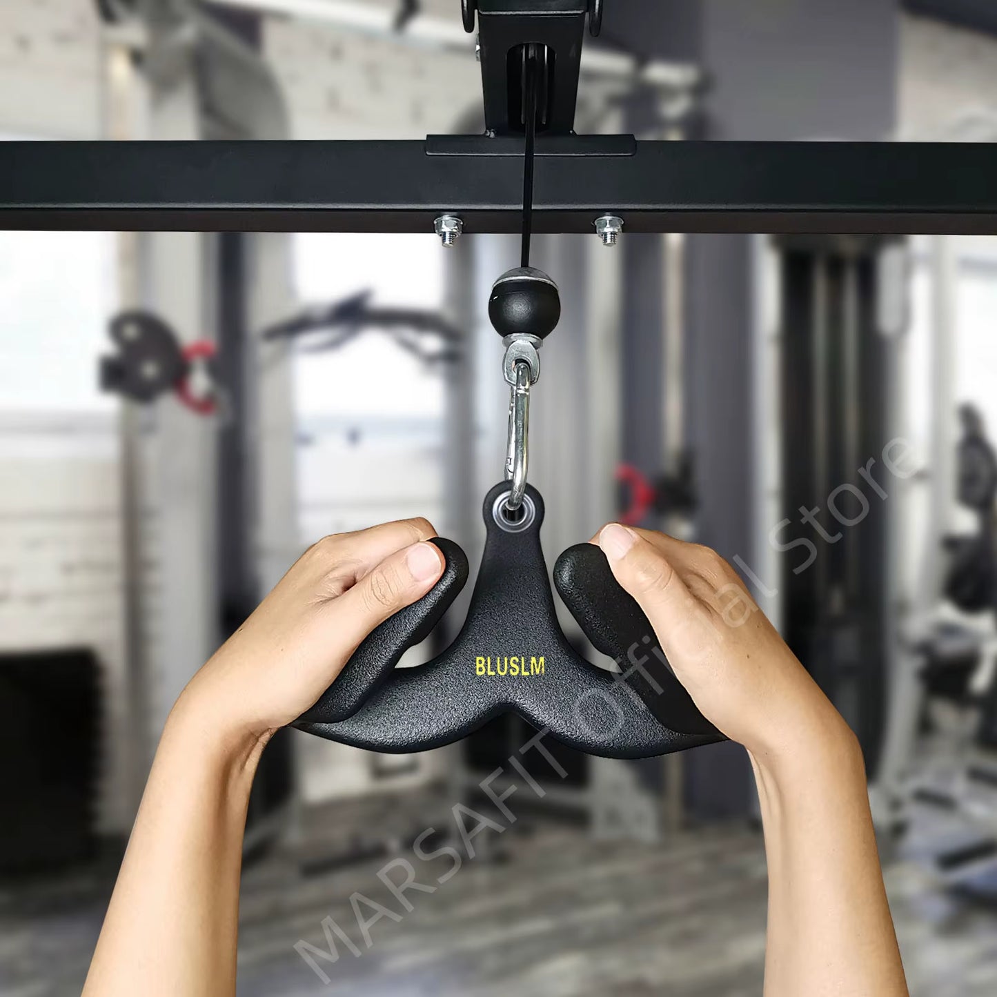 Fitness Lat Pull down T Handle Bar, Rowing Rotating V-Bar Pulley Cable Machine Handle, Grip Gym Equipment for Back Triceps Train