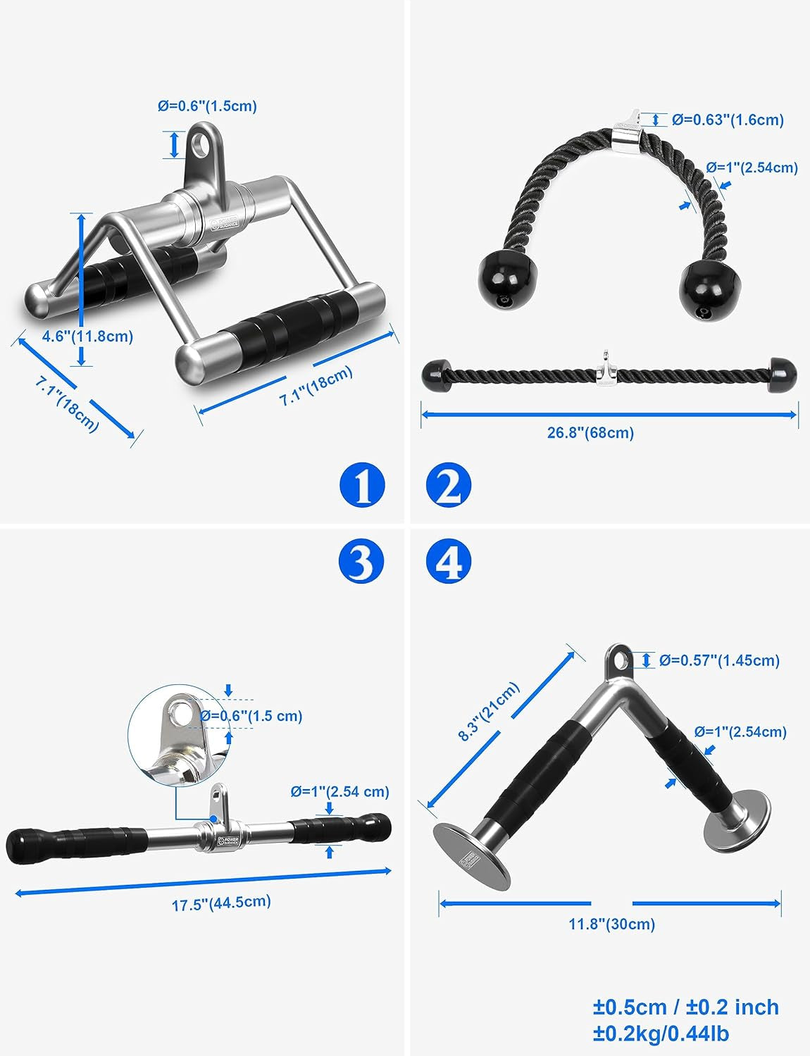 Triceps Pull down Attachment, Cable Machine Accessories for Home Gym, Lat Pull down Attachment Weight Fitness