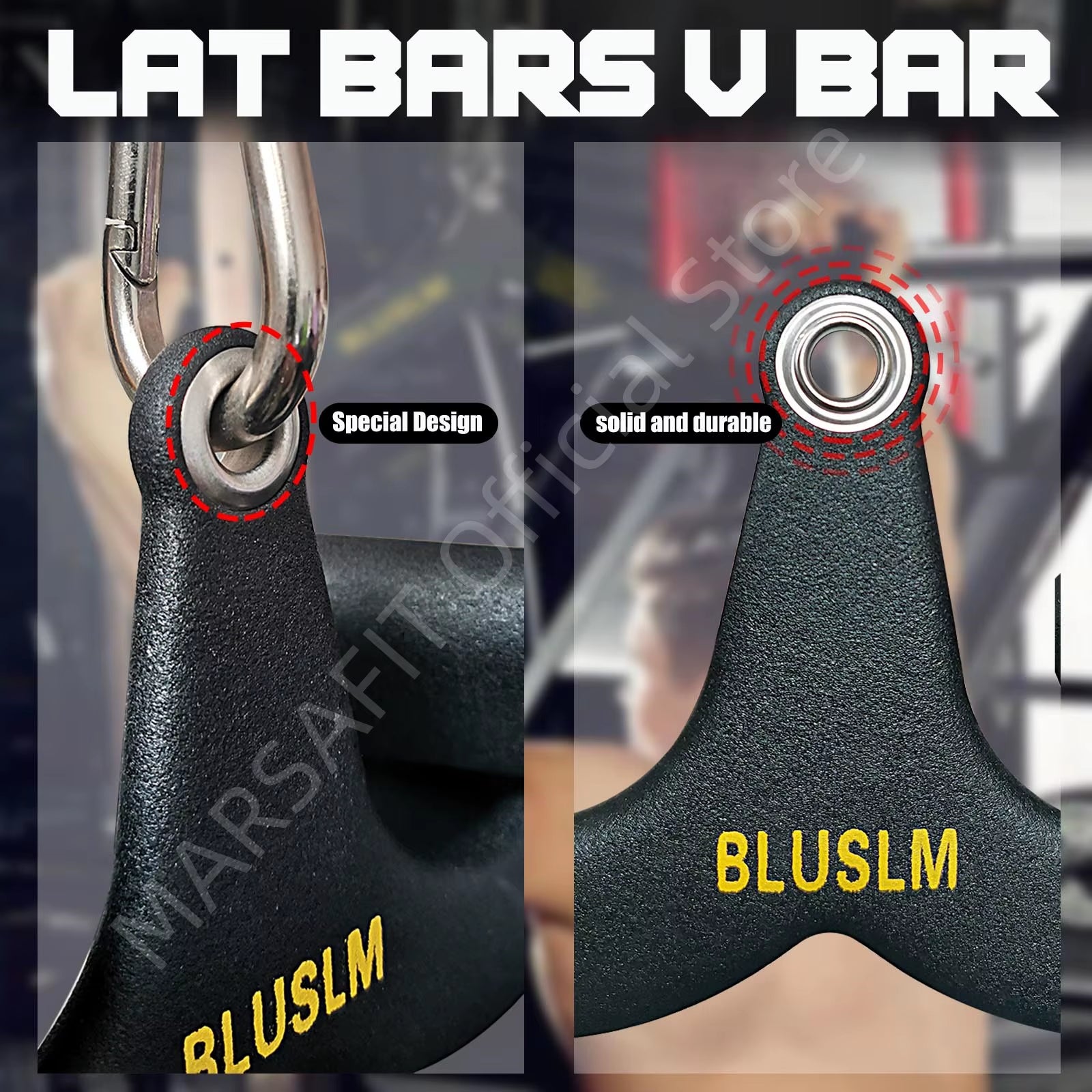 Fitness Lat Pull down T Handle Bar， Rowing Rotating V-Bar Pulley Cable Machine Handle， Grip Gym Equipment for Back Triceps Train